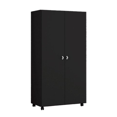 Armário Multiuso Ditália 2 Portas com Rodízios AR-70 Preto
