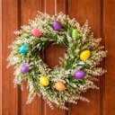 Ver imagem 2 de Guirlanda Páscoa Decoração Enfeite Lavanda Ovos Coelho 30cm