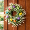 Ver imagem 1 de Guirlanda Páscoa Decoração Enfeite Lavanda Ovos Coelho 30cm