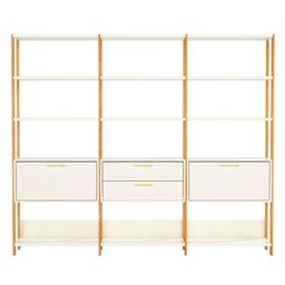 Estantes Sala Prateleiras e Gavetas Industrial 100% Mdf Cor:off White com Freijó - 2