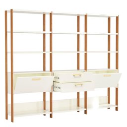 Estantes Sala Prateleiras e Gavetas Industrial 100% Mdf Cor:off White com Freijó - 4