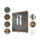 Ver imagem 2 de Kit Quarto Guarda Roupa 6 Portas 2 Gavetas com Espelho Comoda Sapateira e Multiuso Carvalho Grafite