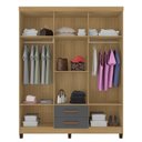 Ver imagem 5 de Kit Guarda Roupa Porto Belo c/ Espelho, Cômoda Sapateira e Armário Multiuso Carvalho Grafite Clique