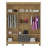 Kit Guarda Roupa Porto Belo c/ Espelho, Cômoda Sapateira e Armário Multiuso Carvalho Grafite Clique  - 5