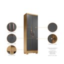 Ver imagem 3 de Kit Quarto Guarda Roupa 6 Portas 2 Gavetas com Espelho Comoda Sapateira e Multiuso Carvalho Grafite