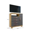 Ver imagem 7 de Kit Quarto Guarda Roupa 6 Portas 2 Gavetas com Espelho Comoda Sapateira e Multiuso Carvalho Grafite