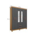 Ver imagem 5 de Kit Quarto Guarda Roupa 6 Portas 2 Gavetas com Espelho Comoda Sapateira e Multiuso Carvalho Grafite