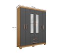 Ver imagem 5 de Kit Quarto Guarda Roupa 6 Portas 2 Gavetas com Espelho Comoda Sapateira e Multiuso Carvalho Grafite