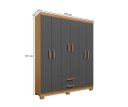 Ver imagem 6 de Kit Quarto Guarda Roupa 6 Portas 2 Gavetas com Espelho Comoda Sapateira e Multiuso Carvalho Grafite