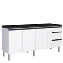 Ver imagem 1 de Balcão Para Cozinha de Aço 3 Portas 3 Gavetas e Porta Tempero Gaia 200 Com Tampo Cozimax Branco