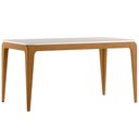 Ver imagem 1 de Mesa de Jantar 6 Lugares Retangular 160cm Tampo Mdf com Vidro Claris N01 Ypê Off White - Lyam Decor