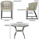 Ver imagem 2 de Mesa com 6 Cadeiras de Jantar Roma 120cm e Noronha em Alumínio Preto Corda Náutica Estofado 7 Trama
