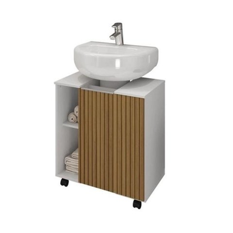 Gabinete Pequin Branco Ripado Mdp 12mm - Móveis Bechara