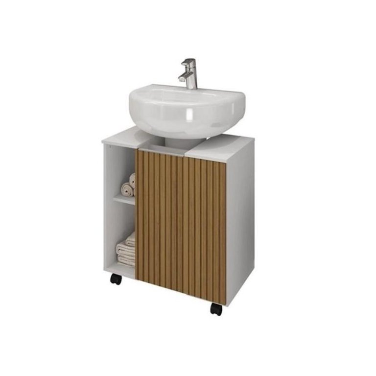 Gabinete Pequin Branco Ripado Mdp 12mm - Móveis Bechara
