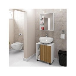 Gabinete Pequin Branco Ripado Mdp 12mm - Móveis Bechara - 4