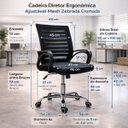 Ver imagem 7 de Cadeira Escritório Giratória Ergonômica Diretor Altura Ajustável Tela Mesh Zebrada com Sistema Relax