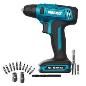 Parafusadeira Furadeira a Bateria 12V Com Acessórios Wesco