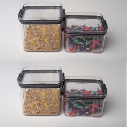 Conjunto 4 Potes Hermético Acrílico Quadrado Transparente ISG - 7