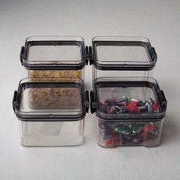 Conjunto 4 Potes Hermético Acrílico Quadrado Transparente ISG - 1