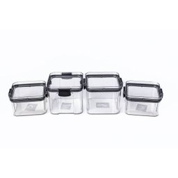 Conjunto 4 Potes Hermético Acrílico Quadrado Transparente ISG - 4