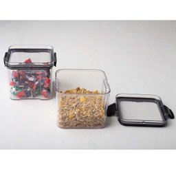 Conjunto 4 Potes Hermético Acrílico Quadrado Transparente ISG - 3