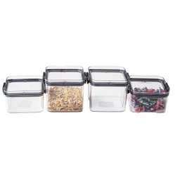 Conjunto 4 Potes Hermético Acrílico Quadrado Transparente ISG - 2