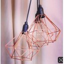 Ver imagem 2 de Lustre Triplo Aramado Retrô Diamante 18X18Cm Cobre - Md8003
