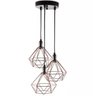Lustre Triplo Aramado Retrô Diamante 18X18Cm Cobre - Md8003 - 1