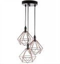 Ver imagem 1 de Lustre Triplo Aramado Retrô Diamante 18X18Cm Cobre - Md8003