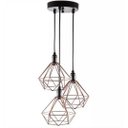 Ver imagem 1 de Lustre Triplo Aramado Retrô Diamante 18X18Cm Cobre - Md8003