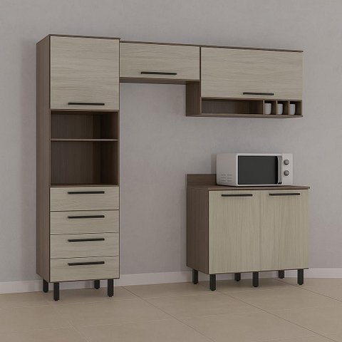 Cozinha Modulada 4 Peças Evolution Tannat/legno Crema