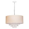 Lustre Pendente Com Cupula Tecido 50X50X20 E Cristais Bege - 2