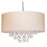 Lustre Pendente Com Cupula Tecido 50X50X20 E Cristais Bege - 1