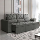 Ver imagem 2 de Sofá 3 Lugares Retrátil 210cm Suede York Estofado - Cinza