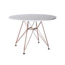 Ver imagem 1 de Mesa Eiffel Redonda 110Cm Tampo De Madeira Branco Com Base De Ferro Cobre - Cor: Branco