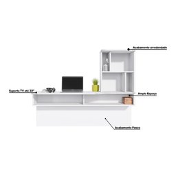 Escrivaninha Suspensa Lilac com Estante de Livros Link Branco Fosco Tauari Nobre Colibri Moveis - 8