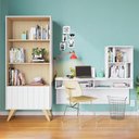 Ver imagem 1 de Escrivaninha Suspensa Lilac com Estante de Livros Link Branco Fosco Tauari Nobre Colibri Moveis