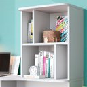 Ver imagem 2 de Escrivaninha Suspensa Lilac com Estante de Livros Link Branco Fosco Tauari Nobre Colibri Moveis