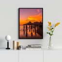 Ver imagem 2 de Quadro por do Sol Praia de Ipanema- Futebol 45x34cm:madeira Preta