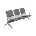 Ver imagem 1 de Cadeira Longarina Cromada 3 Lugares com Estofado Cinza