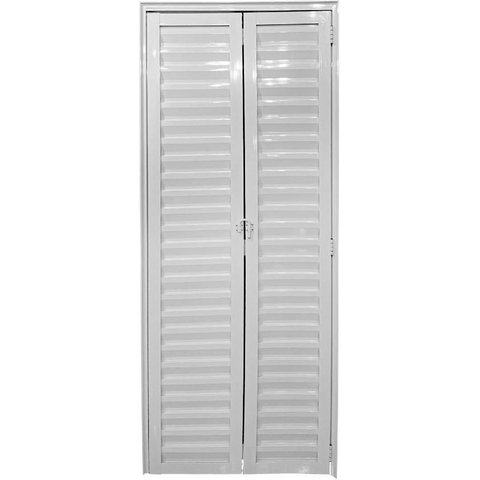 Porta de Correr Alumínio Branco Camarão Veneziana Fechada Maxx - 210x80 - Direita