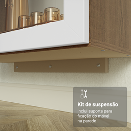 Cristaleira Suspensa 70 Cm 2 Portas de Vidro Vik Madesa - 10