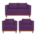 Ver imagem 1 de Kit Sofá 3 Lugares e 2 Poltronas Europa 180 cm Estilo Conforto e Elegância Suede Roxo - ADJ Decor