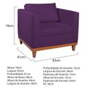Ver imagem 5 de Kit Sofá 3 Lugares e 2 Poltronas Europa 180 cm Estilo Conforto e Elegância Suede Roxo - ADJ Decor