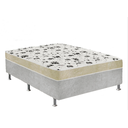 Ver imagem 1 de Cama Box Casal Suede Cinza + Colchão Casal Suede Bege Espuma 138x188x55