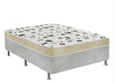 Ver imagem 1 de Cama Box Casal Suede Cinza + Colchão Casal Suede Bege Espuma 138x188x55