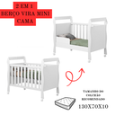 Ver imagem 4 de Berço-cama P/ Seu Bebê Conforto Seguro Grade Moderno:branco