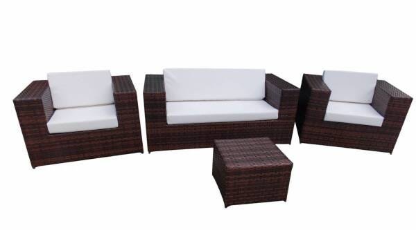Conjunto de sofá 2L 160cm + 2 Poltronas 1m/cada + mesa de centro 60x60 - Fibra sintética e alumínio - 1