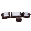 Ver imagem 1 de Conjunto de sofá 2L 160cm + 2 Poltronas 1m/cada + mesa de centro 60x60 - Fibra sintética e alumínio