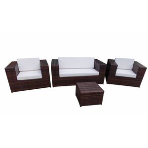 Conjunto de sofá 2L 160cm + 2 Poltronas 1m/cada + mesa de centro 60x60 - Fibra sintética e alumínio